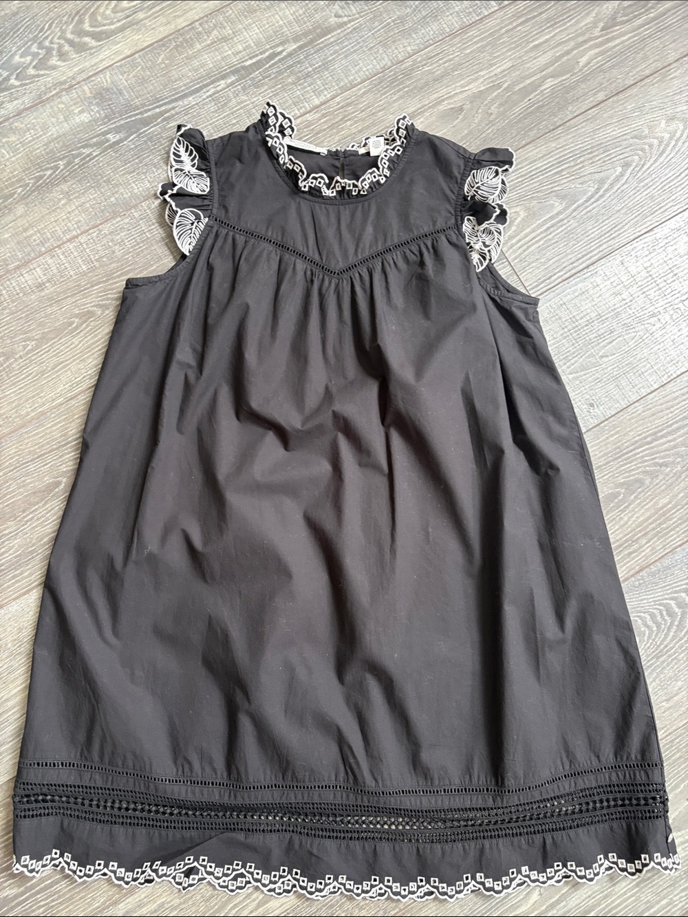 Scotch & Soda Black Sleeveless Cotton Dress with White Trim